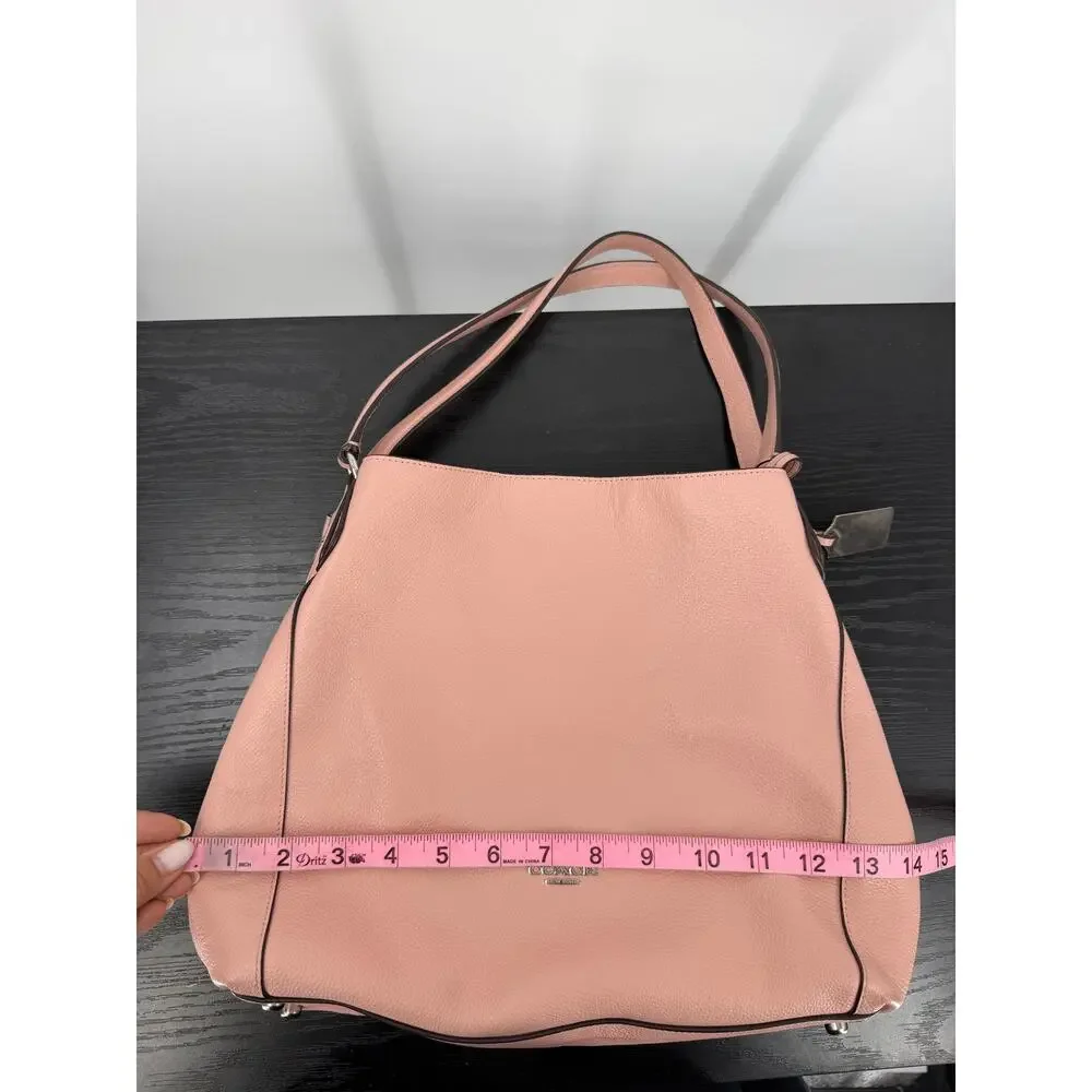 Coach Edie 31 Shoulder Bag Pink Pebbled Leather Hobo Tote Silver Hardware